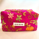 Trousse de toilette fleurs brodées