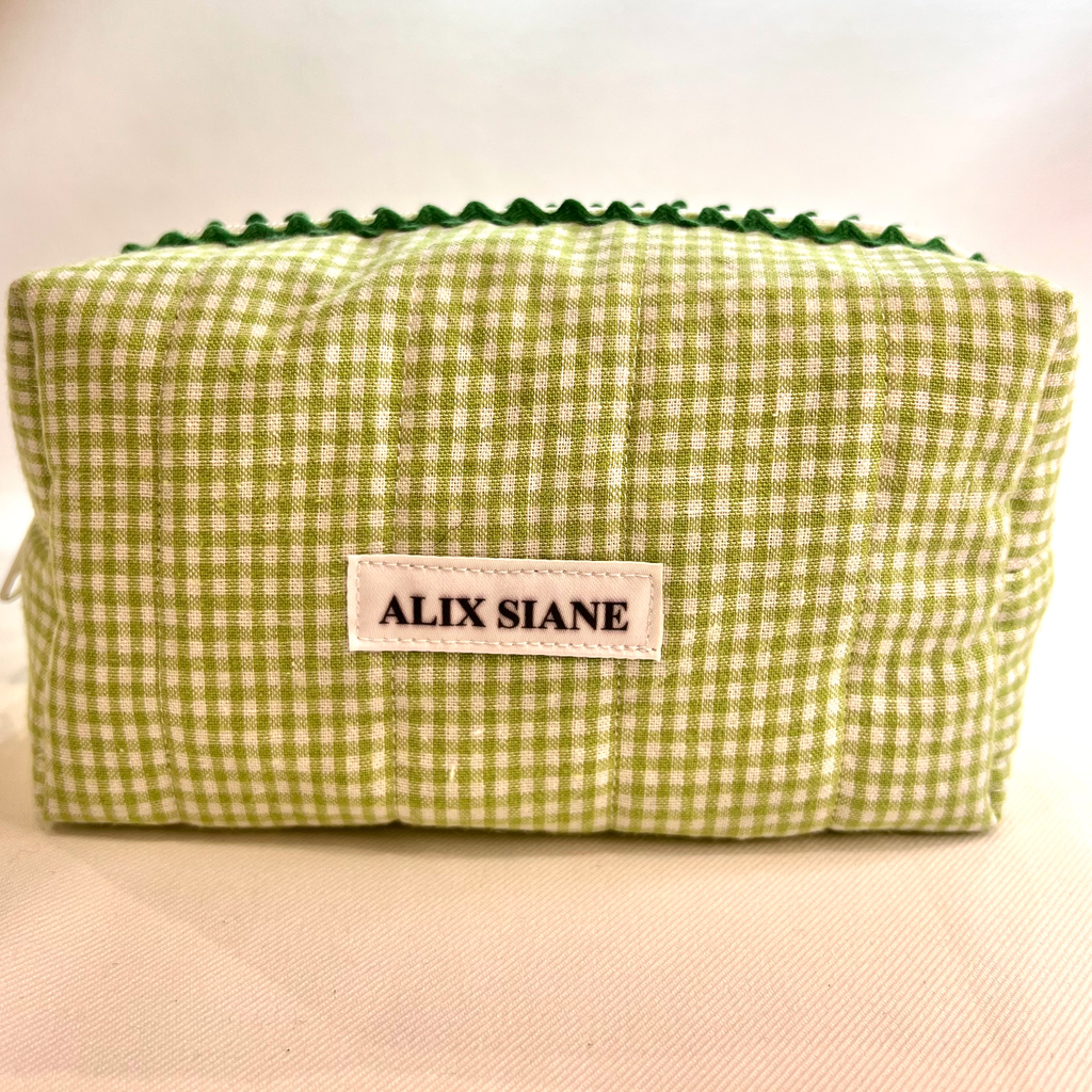 Trousse de toilette vichy vert