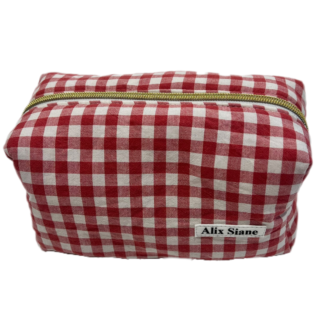 Trousse de toilette vichy rouge et blanc