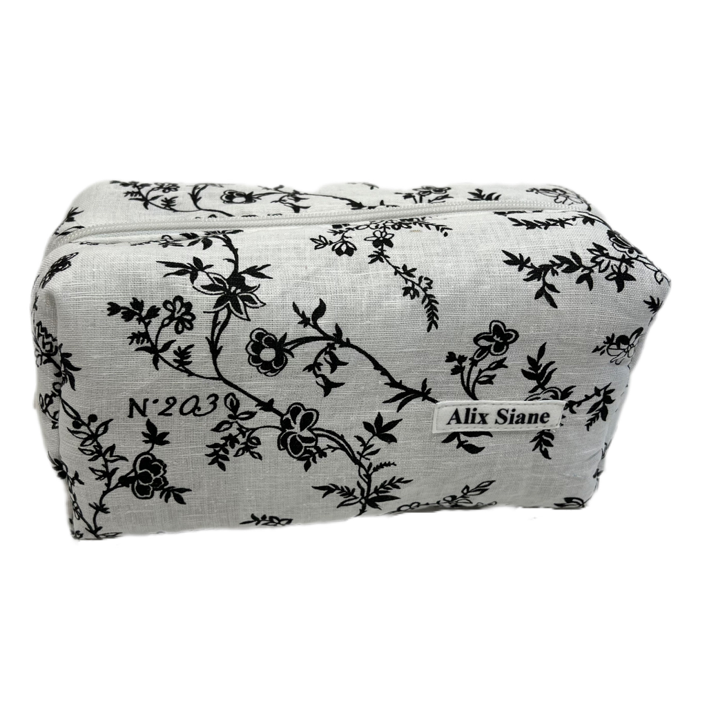 Trousse de toilette fleurs noir