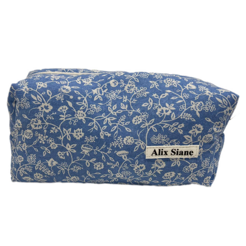Trousse de toilette fleurs bleu