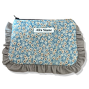 Porte monnaie fleuri bleu et gris